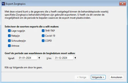 Zorgtopics Export wizard