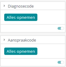 Insight Diagnosecode en aanspraakcode filter