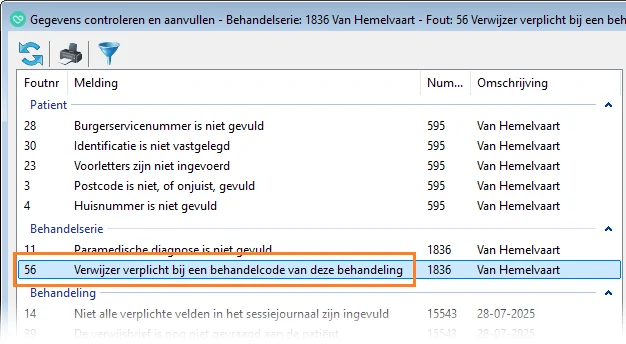 Scherm Intramed verwijzer invullen bij gegevens controleren