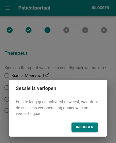 Verlopen sessie patiëntportaal
