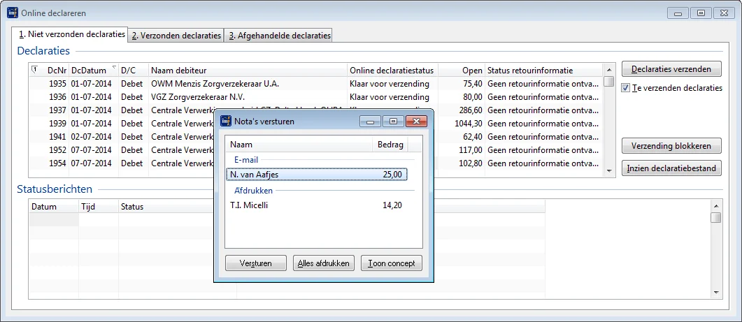 Scherm Intramed nota versturen
