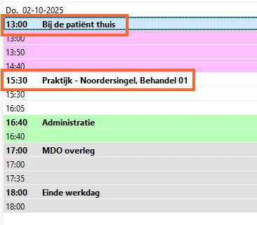 Weergave tekst in agenda