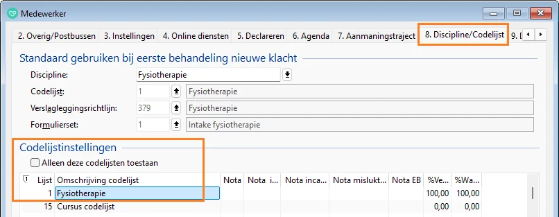 Medewerker Codelijst