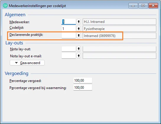Medewerkerinstellingen per codelijst