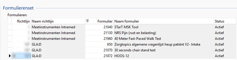 Voorbeeld formulierset GLA:D heup
