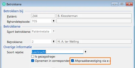 Betrokkene bij afspraakbevestiging