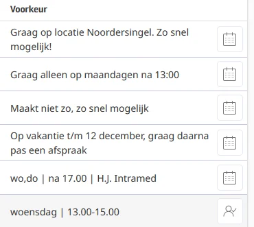 Intramed Web voorbeeld voorkeuren