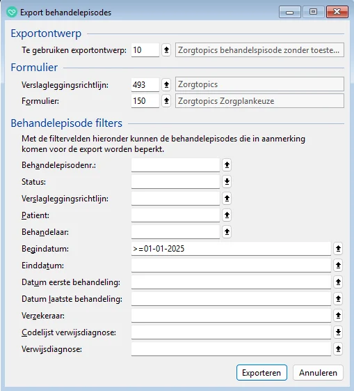 Zorgtopic export ontwerp voorbeeld