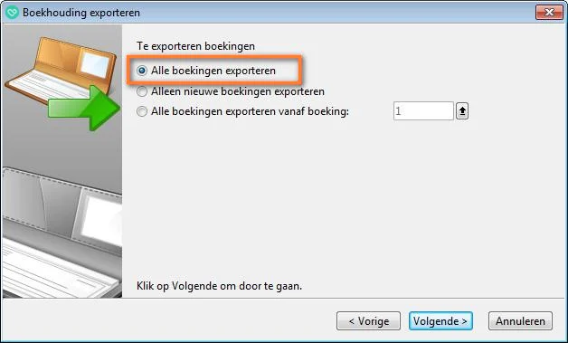 Twinfield exporteren alle boekingen