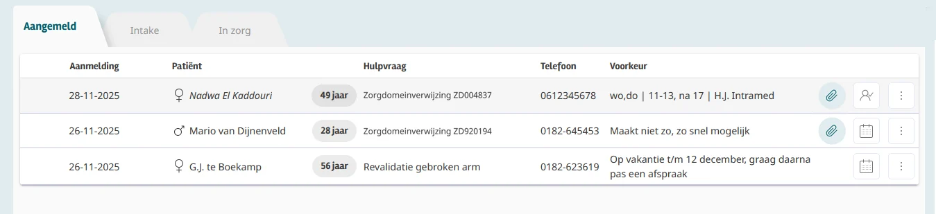 Voorbeeld aanmelding via zorgdomein