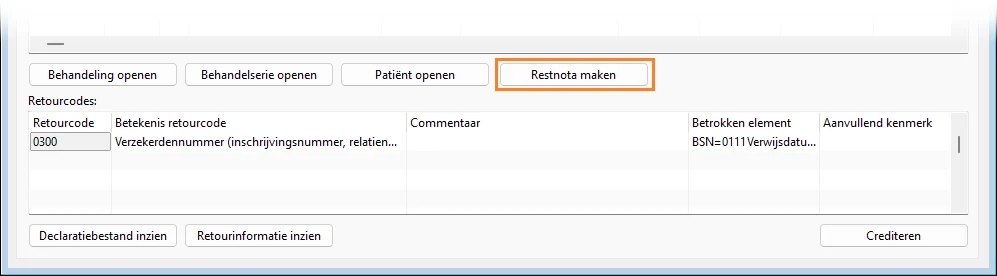 Declaratieregels detail restnota