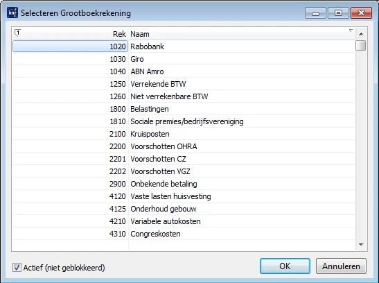 Grootboekrekening overzicht
