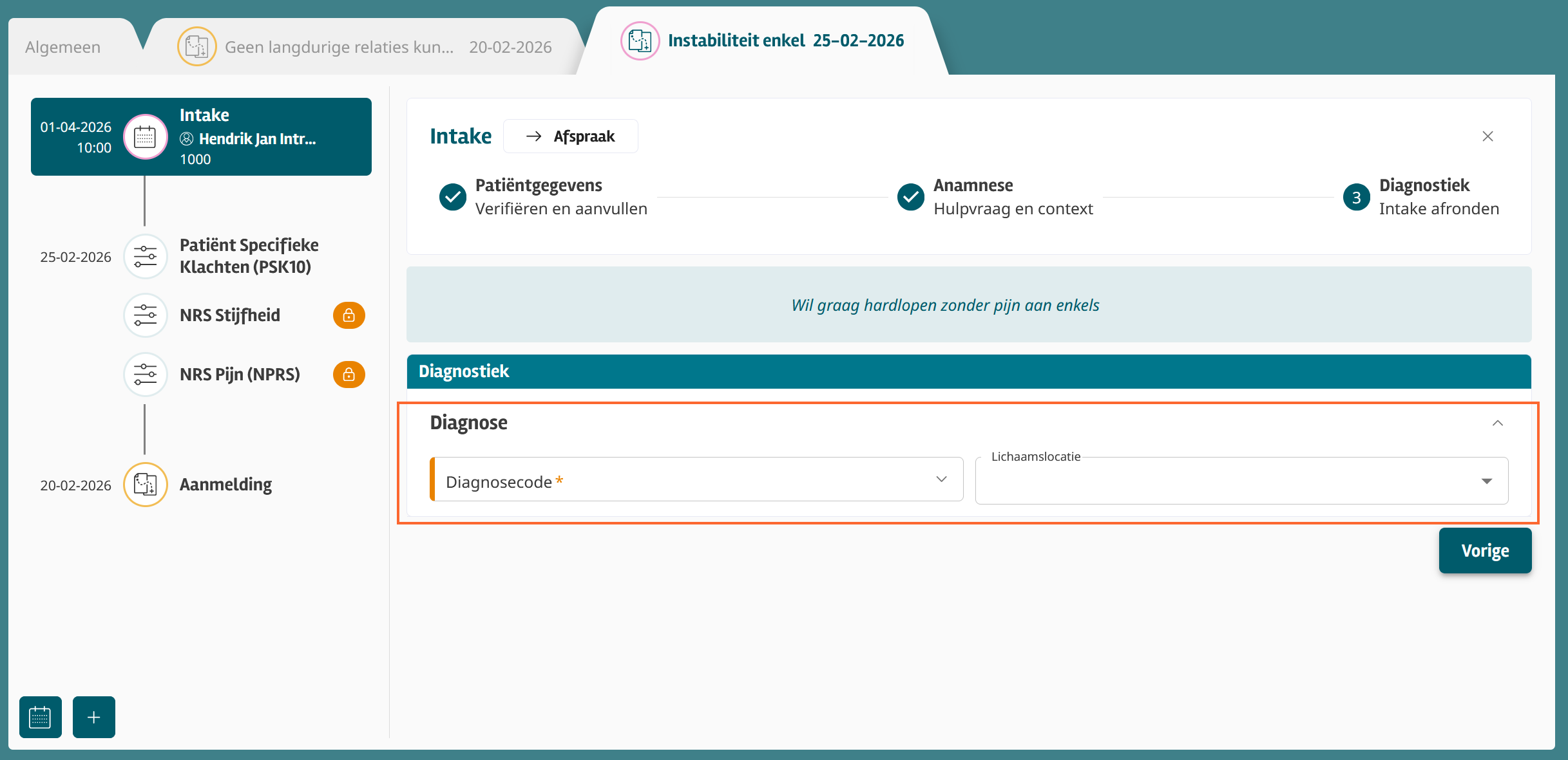 Diagnosecode invoeren