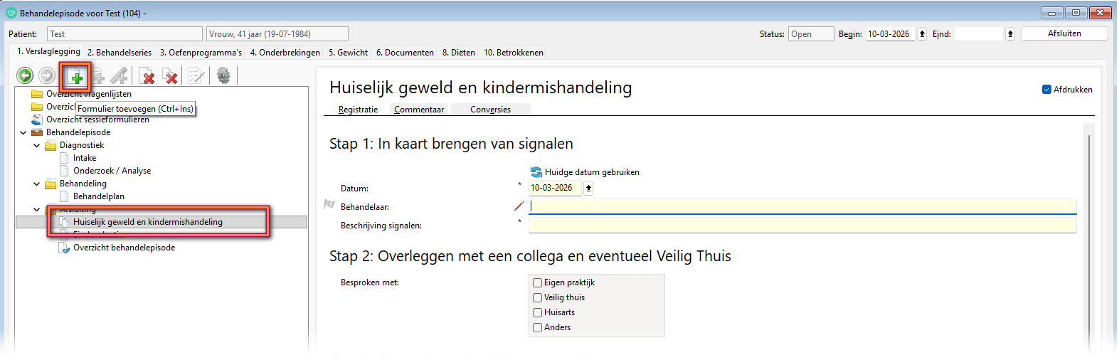 Behandelepisode toont testverslag huiselijk geweld