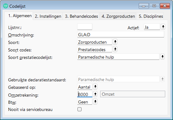 Codelijst aanmaken voor GLA:D