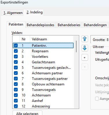 velden die ingevuld kunnen worden