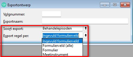 venster met een keuze voor export ontwerp